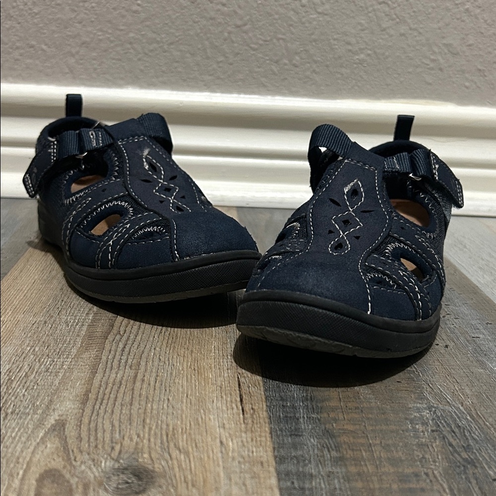 Earth Origins Sandals Womens 6.5M Eliah Comfort Fisherman Blue Fabric Closed Toe